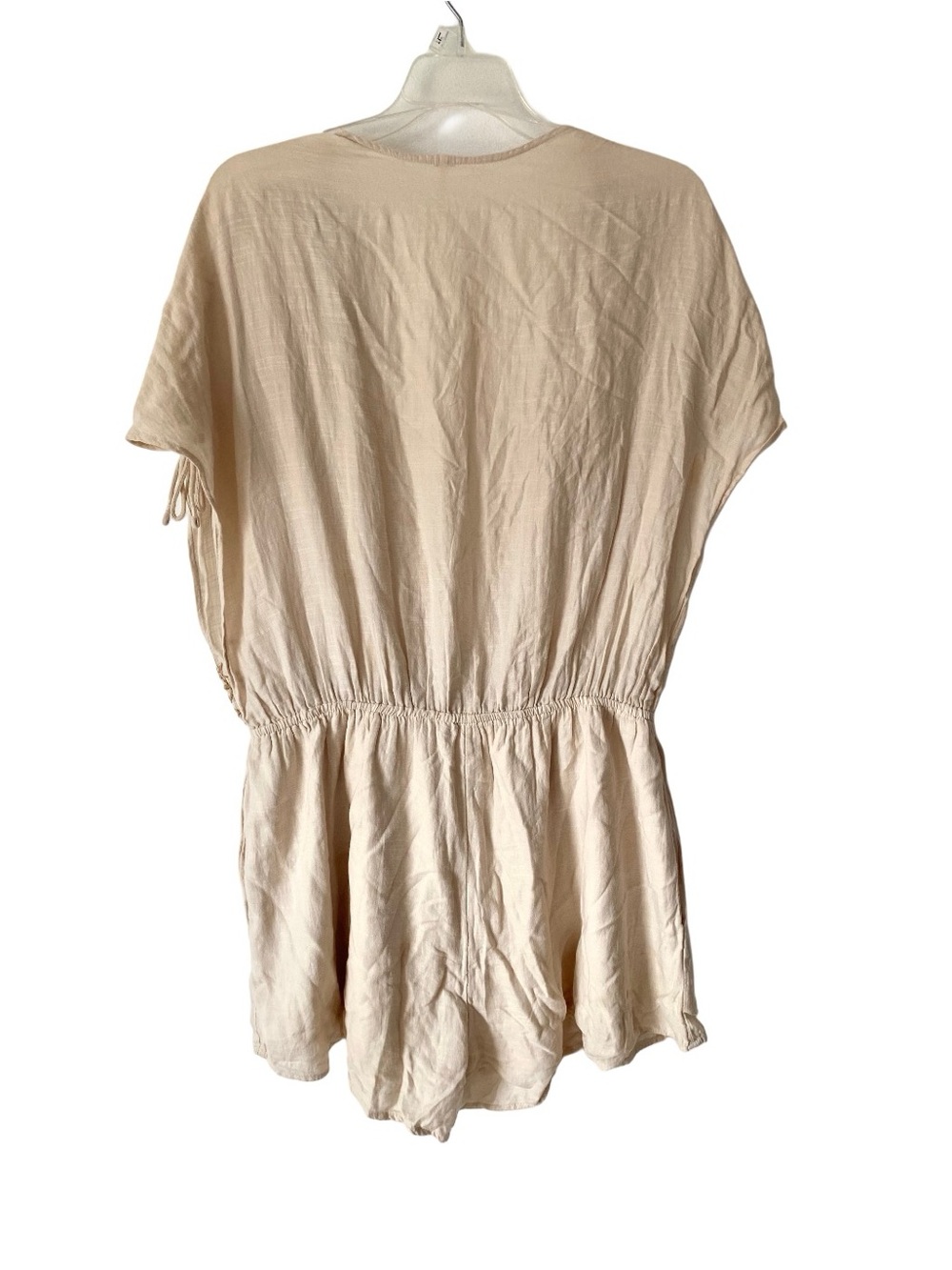 Free People Weila Tan Cream Embroidered Lace Romper size medium with pockets - Picture 7 of 10